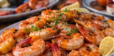 Platter of Gulf shrimp with lemon